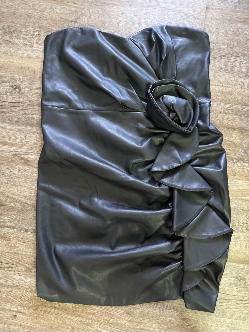 Express Black Faux Leather Ruffle dress